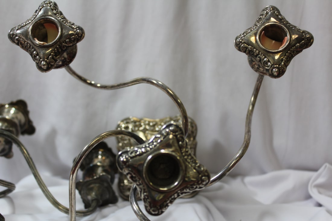 Lot of Two Silverplated Candelabra - 9