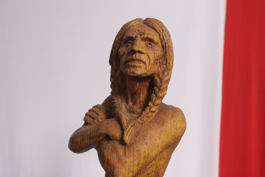 A Wood Statue of a Native American Man - 5