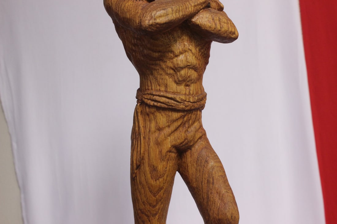 A Wood Statue of a Native American Man - 7