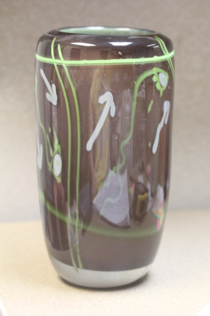 Signed Artglass Vase - 2