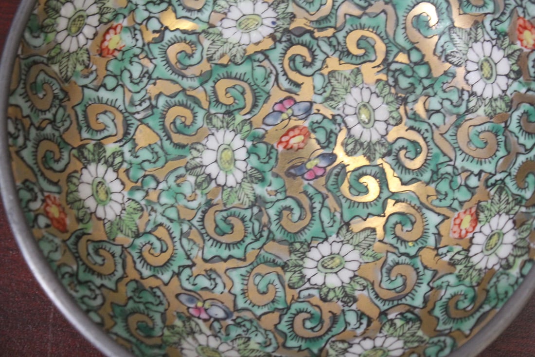 A Pewter Porcelain Plate or Bowl - 2