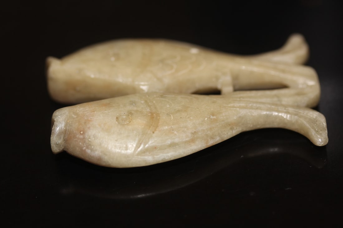 Pair of Small Soapstone Fishes - 3