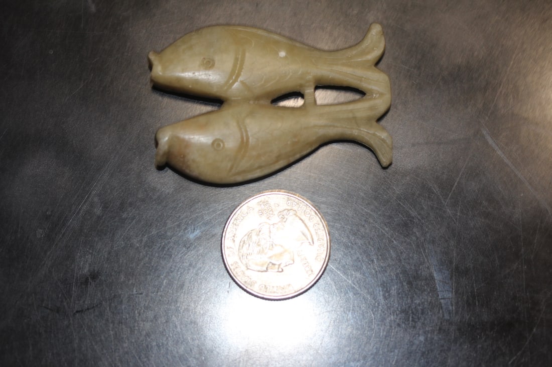 Pair of Small Soapstone Fishes - 4
