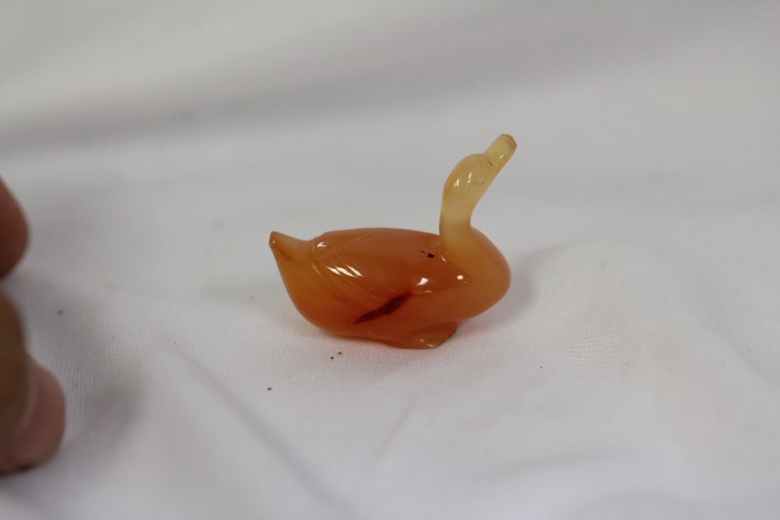 An Old Miniature Glass Duck - 2