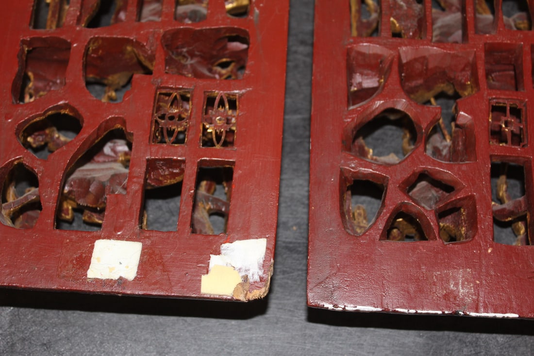 Pair of Gold Gilted Chinese Wooden Panels - 15
