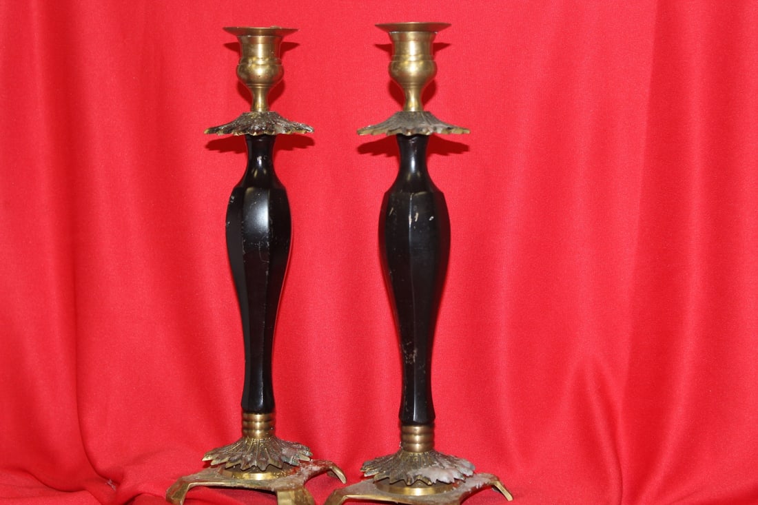 Pair of Candlesticks: 13" tall - metal