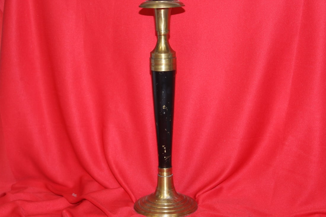 A Single Metal Candlestick: 13 1/2" tall
