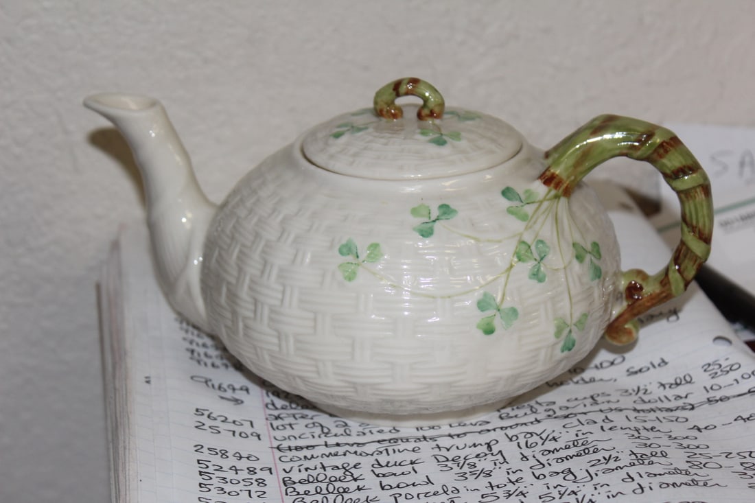 Belleek Teapot: 7 1/2" across