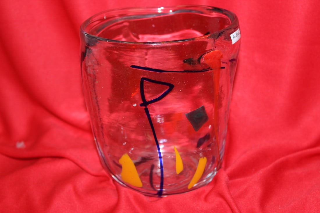 A Signed Kai Koppel Art Glass Vase or Bowl: 6" tall