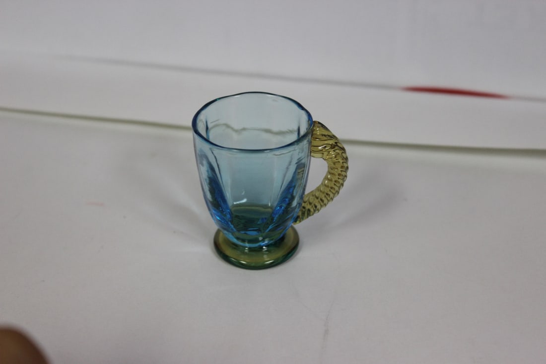 A Teal Blue Miniature Glass Cup - 2