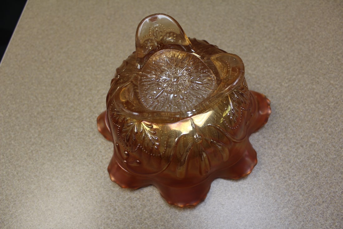 Carnival Glass Footed Bowl - 3