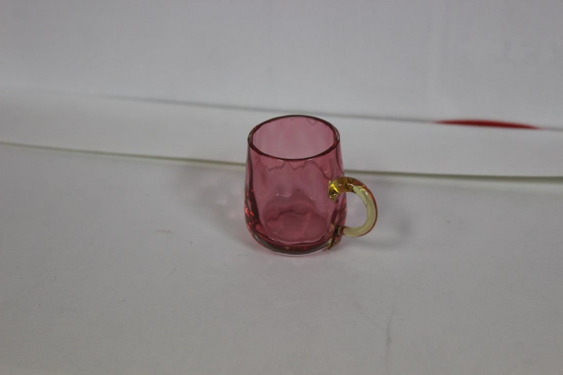A Miniature Cranberry Glass Cup: 1 5/8" tall