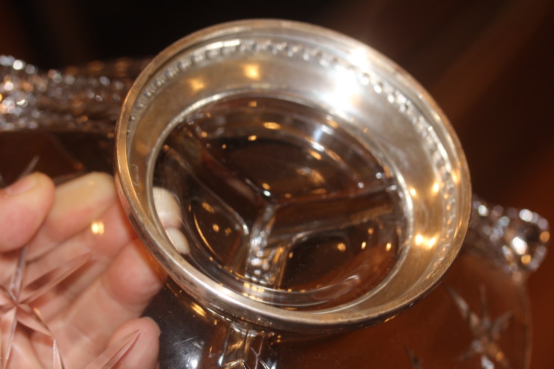 Sterling Rim GlassDivided Bowl - 6