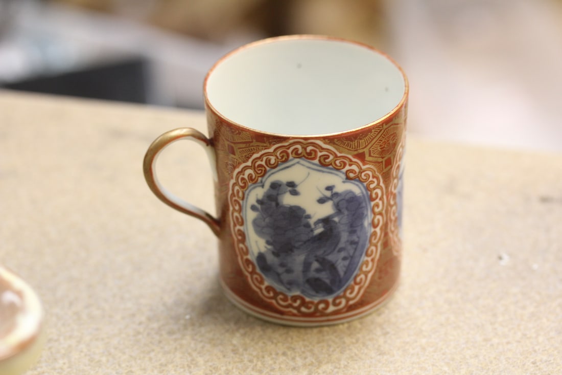 Artist Signed Japanese Porcelain Cup: antique, most likely 19th century - 2 5/8" tall