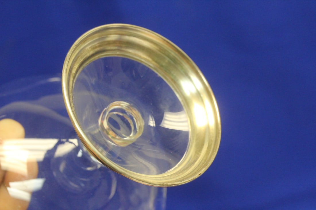 Sterling Rim Cut Glass Compote - 6