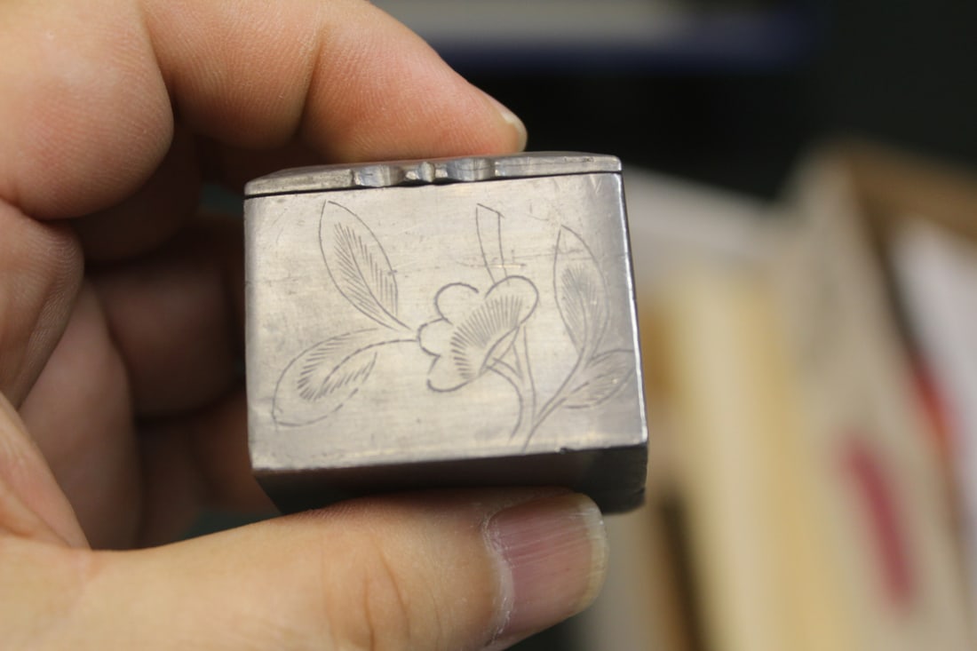 Antique Chinese Pewter Enamel Pill Box - 5