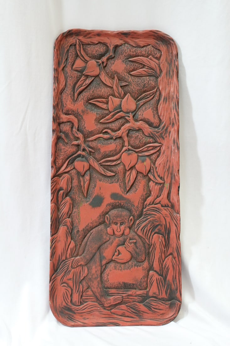 A Vintage Cinnabar on Wood Tray or Panel (1 of 7)