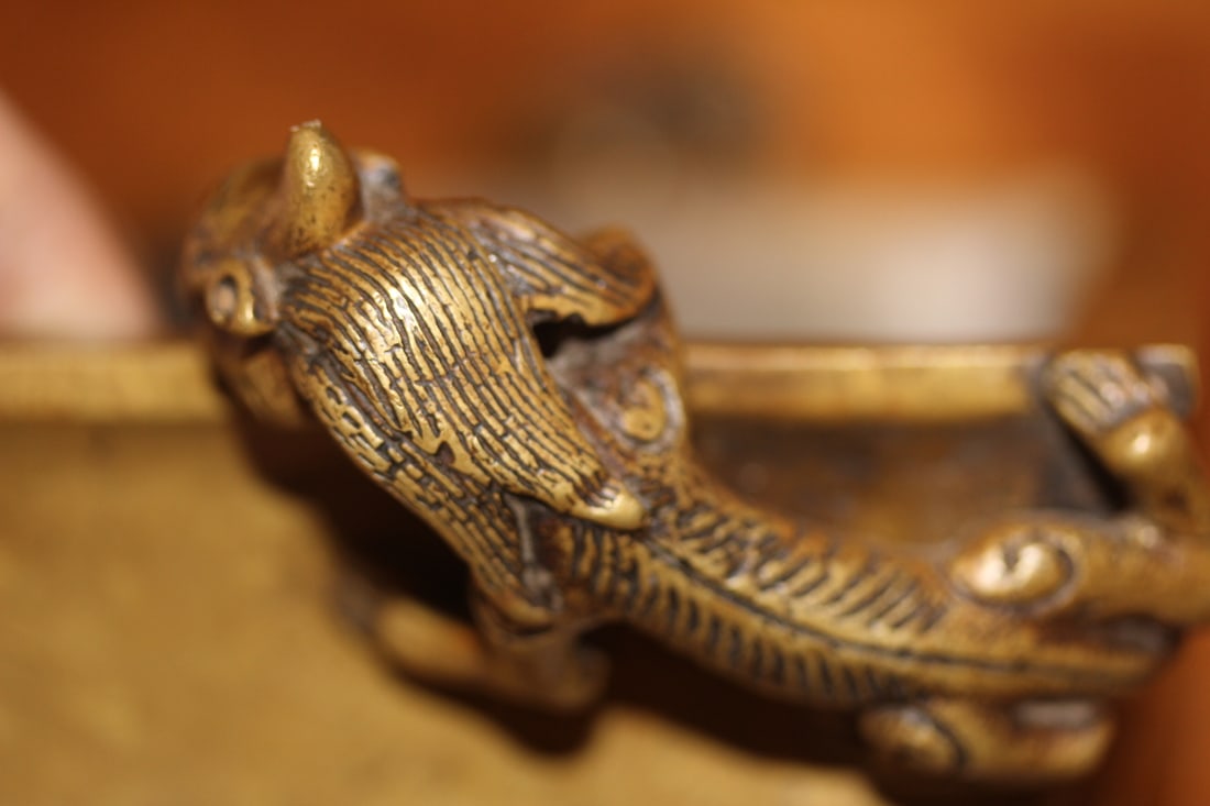 Chinese Bronze Two Dragon Plant Pot - 7