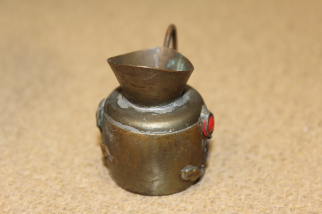 Copper and Gemstone Miniature Pitcher - 4