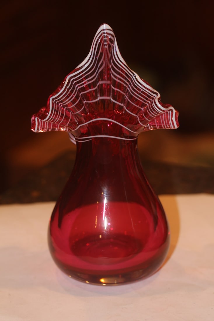 Cranberry Art Glass Vase - 2