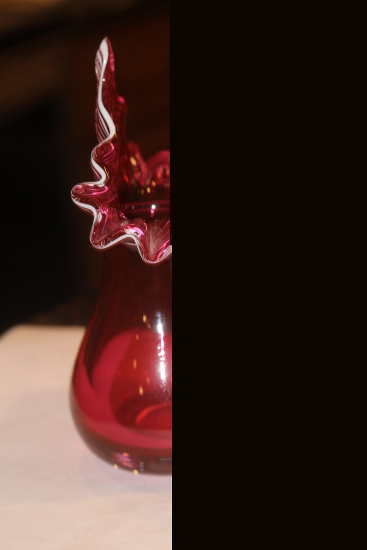 Cranberry Art Glass Vase - 3