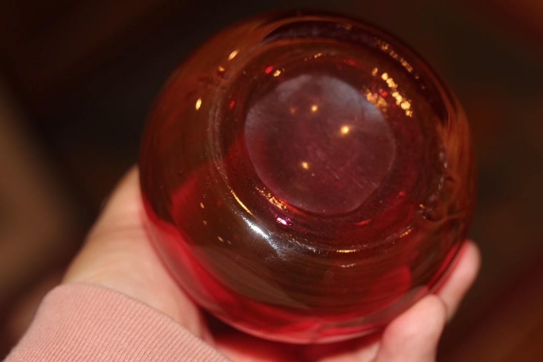 Cranberry Art Glass Vase - 4