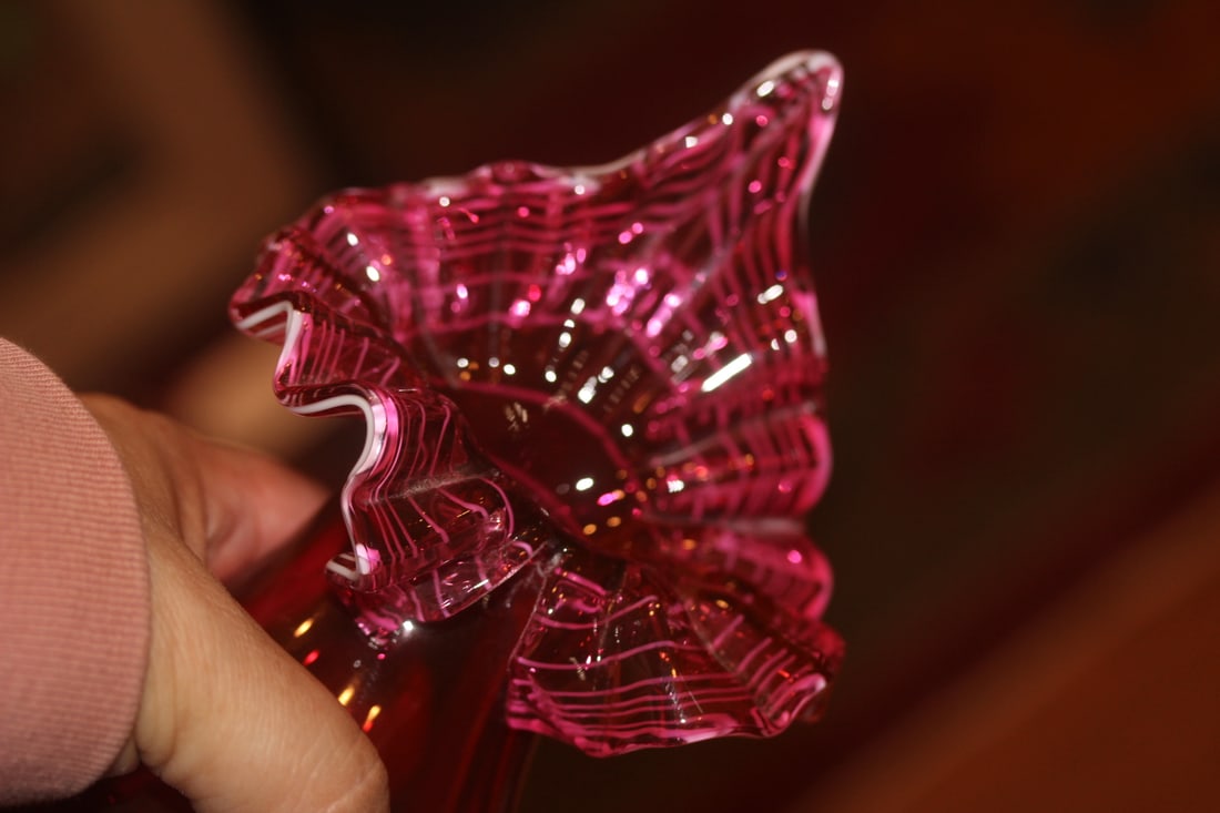 Cranberry Art Glass Vase - 5
