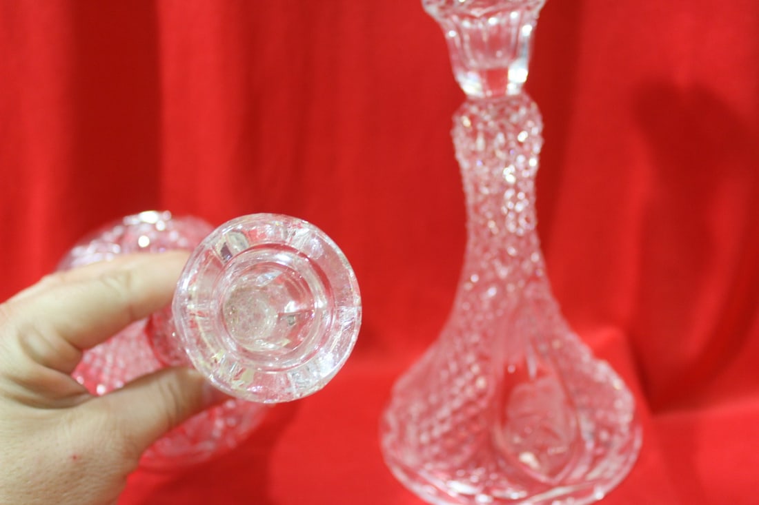 A Pair Of Crystal Candlesticks - 5