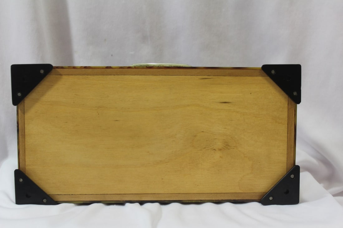 A Faux T o r t oi s e Shell Silver Overlay Box - 8