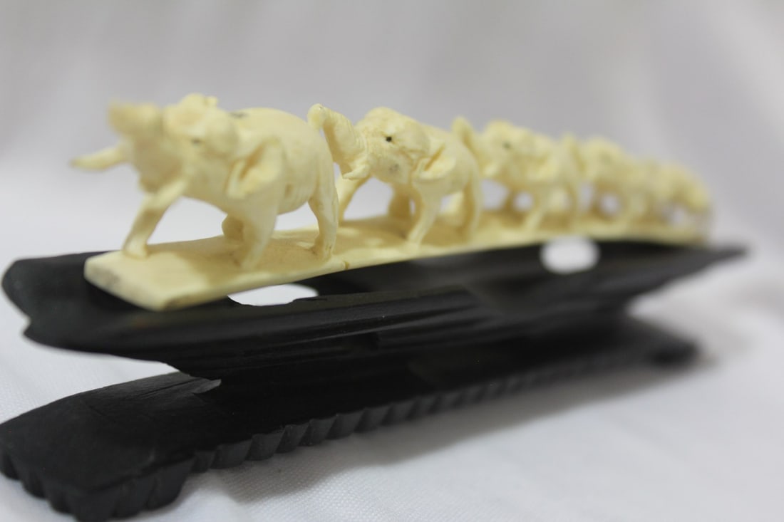 A Carved Bone Elephant Bridge On Stand - 5