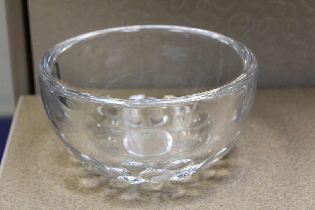 Signed Orrefors Bowl: by artist P. Mong III ? - probably 1970's - 5 7/8" in diameter