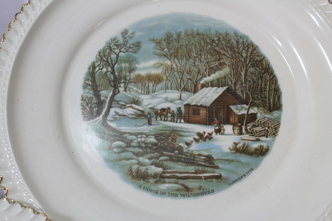 Lot of 3 Currier and Ives Dinner Plates - 3