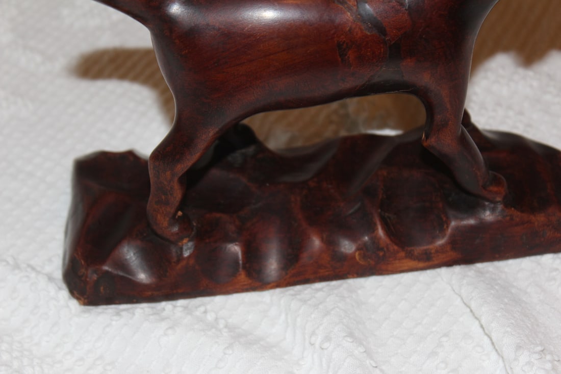 Exotic Wood Dog Figurine - 3