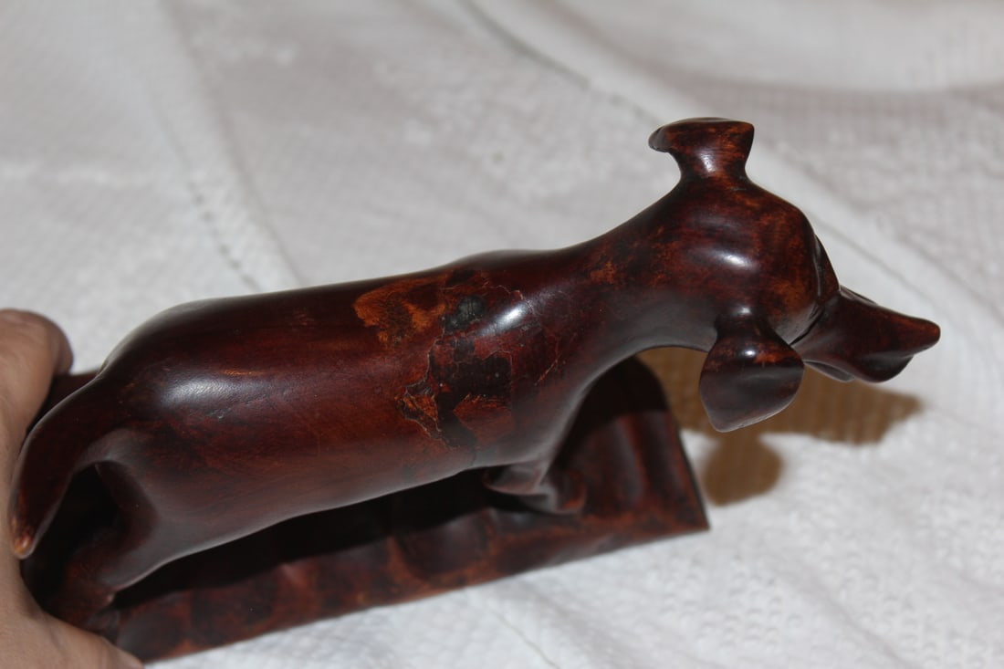 Exotic Wood Dog Figurine - 4
