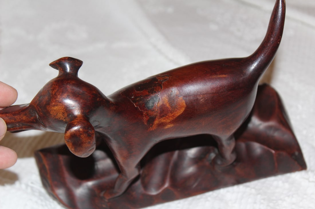 Exotic Wood Dog Figurine - 8