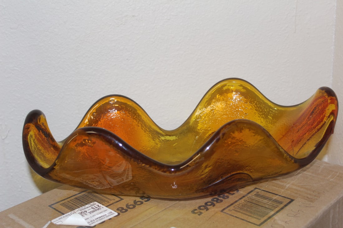 Amber Art Glass Bowl - 3