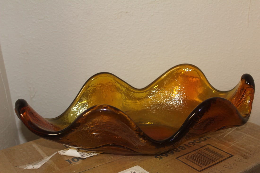 Amber Art Glass Bowl - 5