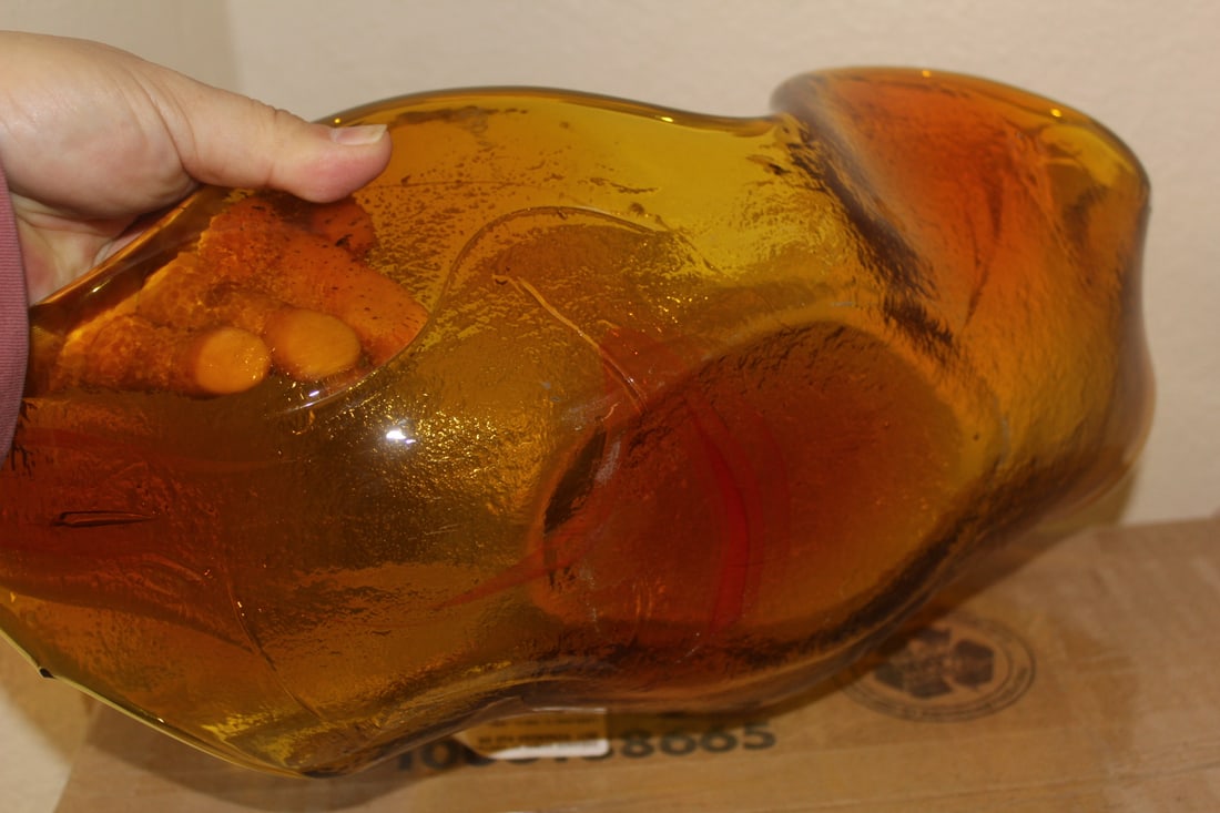Amber Art Glass Bowl - 7