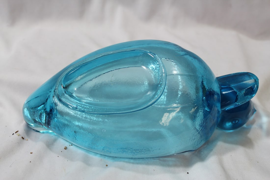 A Large Cobalt Blue Glass Ashtray - 3