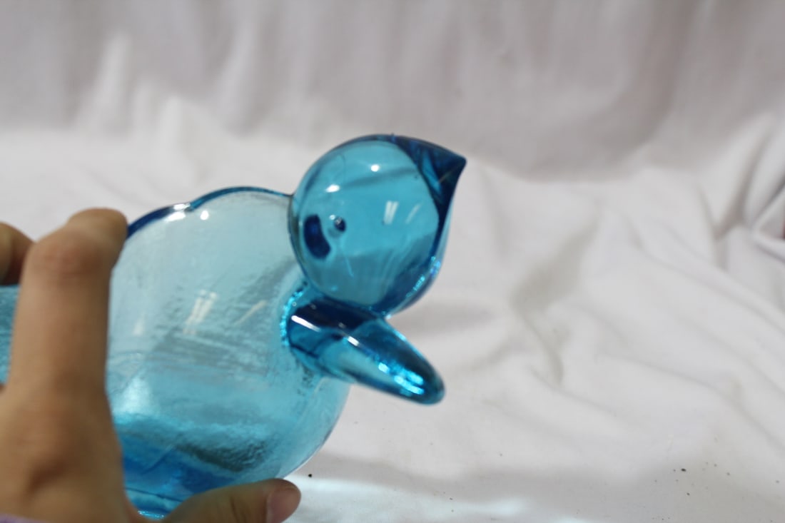 A Large Cobalt Blue Glass Ashtray - 4