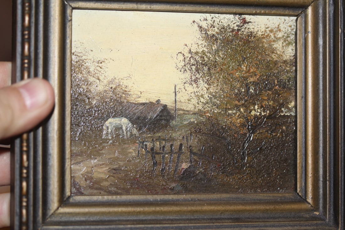 Vintage Miniature Oil on Board Painting - 2