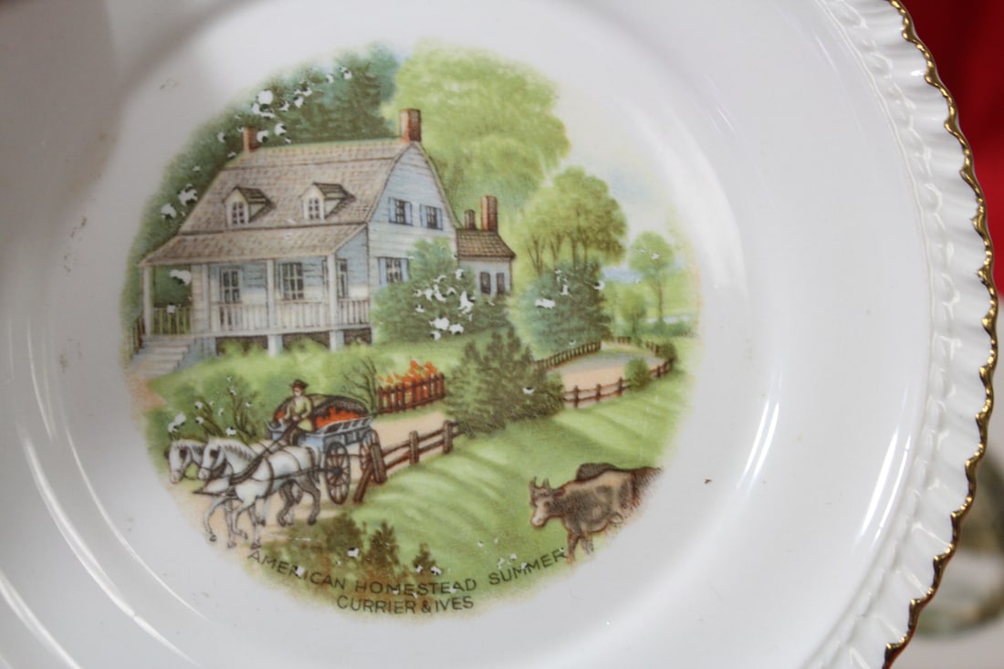A Set of 4 Currie And Ives Bread Plate - 4