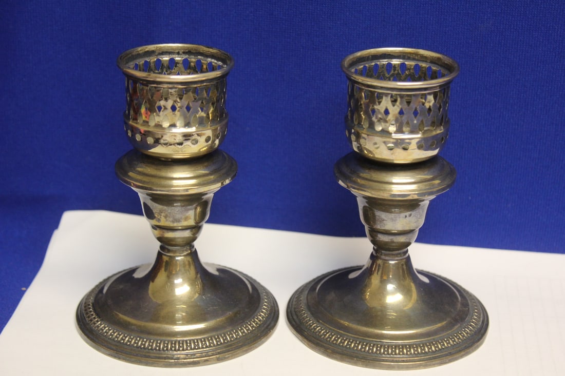 Set of 2 Weighted Sterling Hurricane Lamp Holders - 2