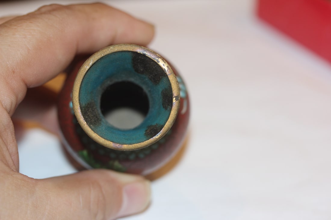 Antique Chinese Cloisonne Small Vase - 4