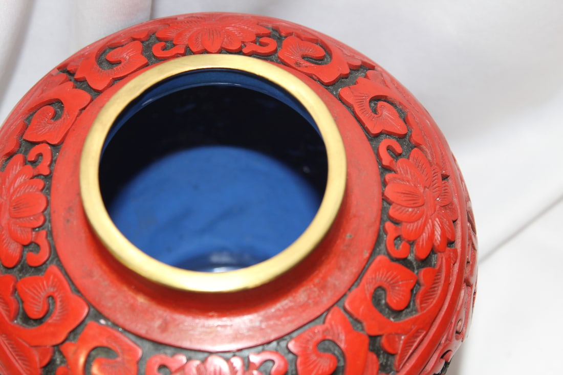 A Chinese Cinnabar on Cloisonne Ginger Jar - 6