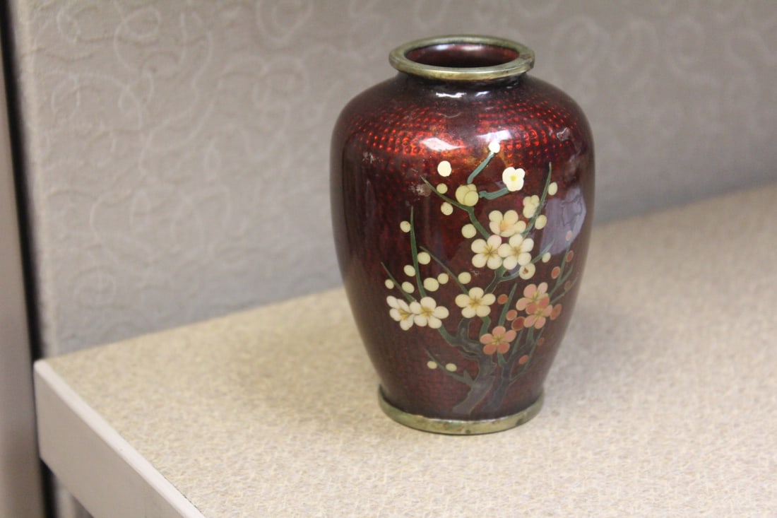 Small enamel or cloisonne Japanese rose - 3