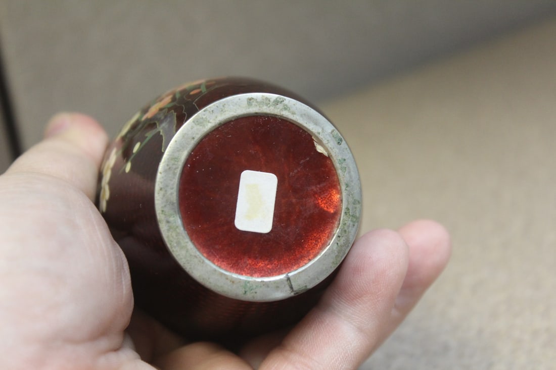 Small enamel or cloisonne Japanese rose - 5