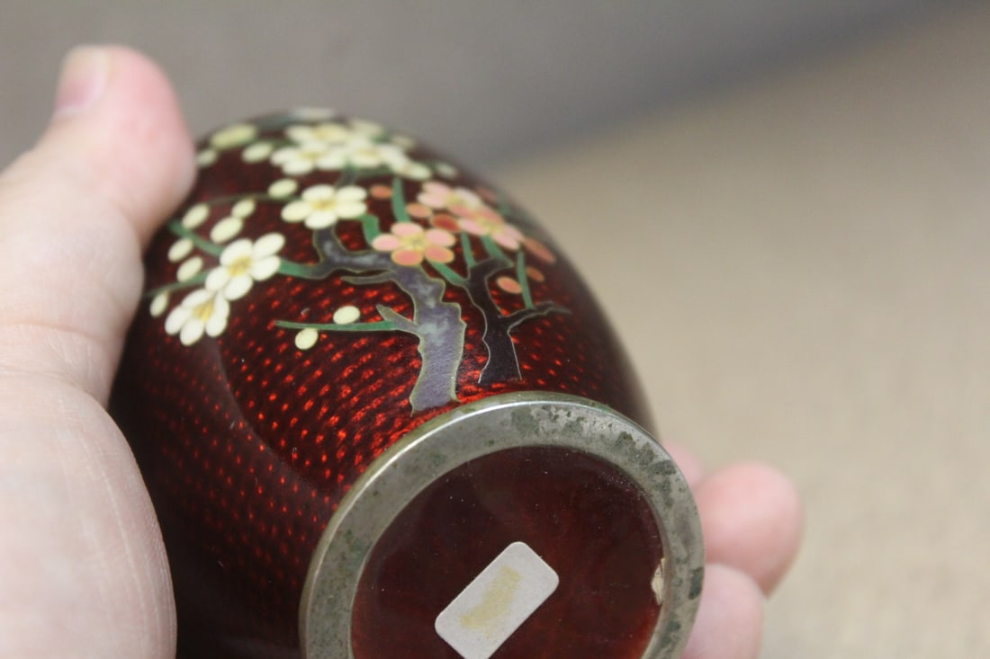 Small enamel or cloisonne Japanese rose - 6