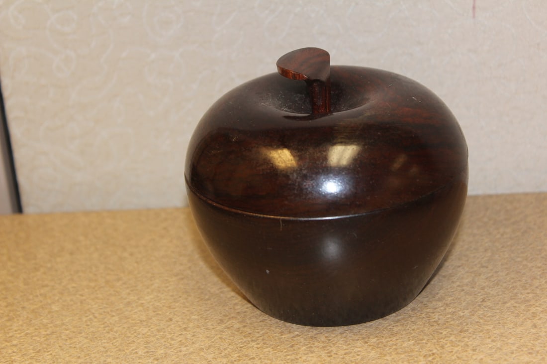 Exotic Wood Carved Apple Box - 3