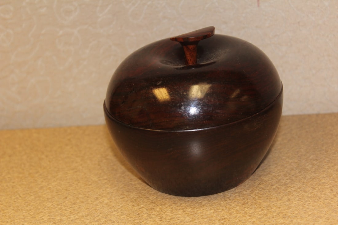 Exotic Wood Carved Apple Box - 4